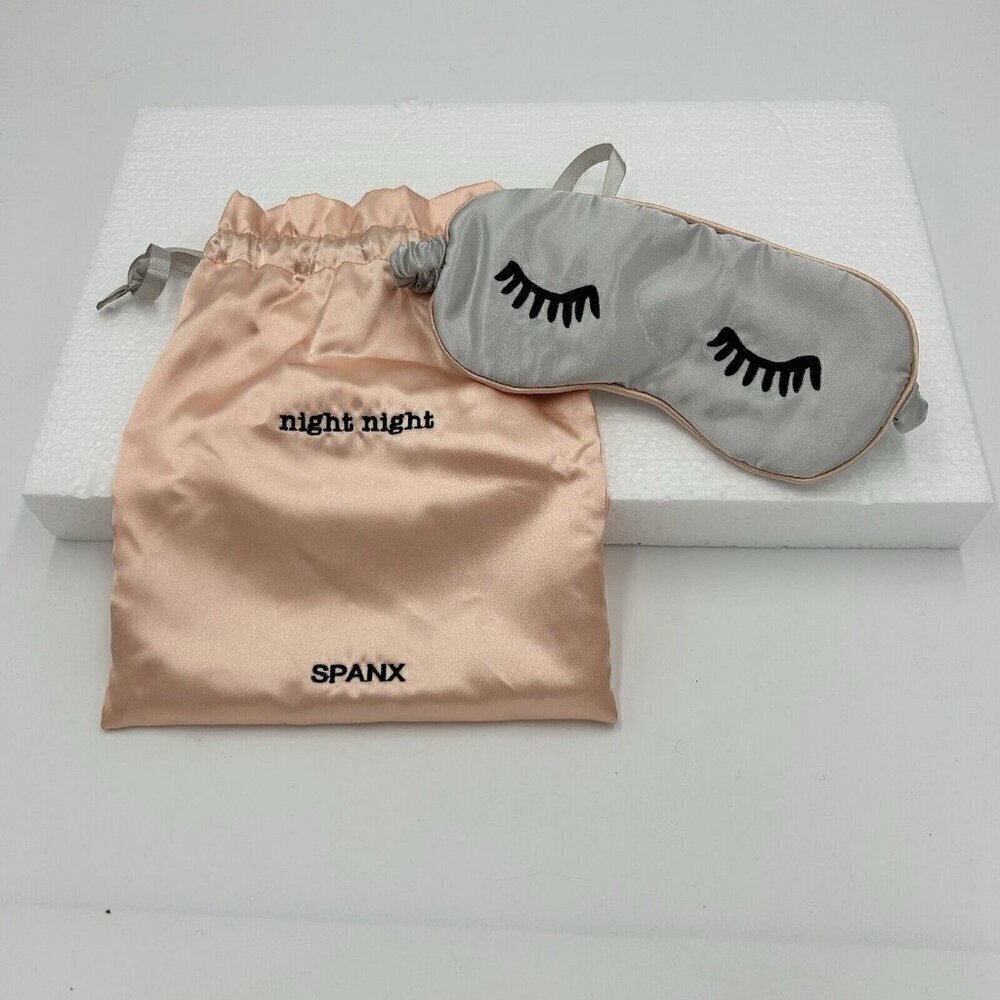 Spanx Satin Eye Mask and Bag Night Night Gray Pink NWOT NEW